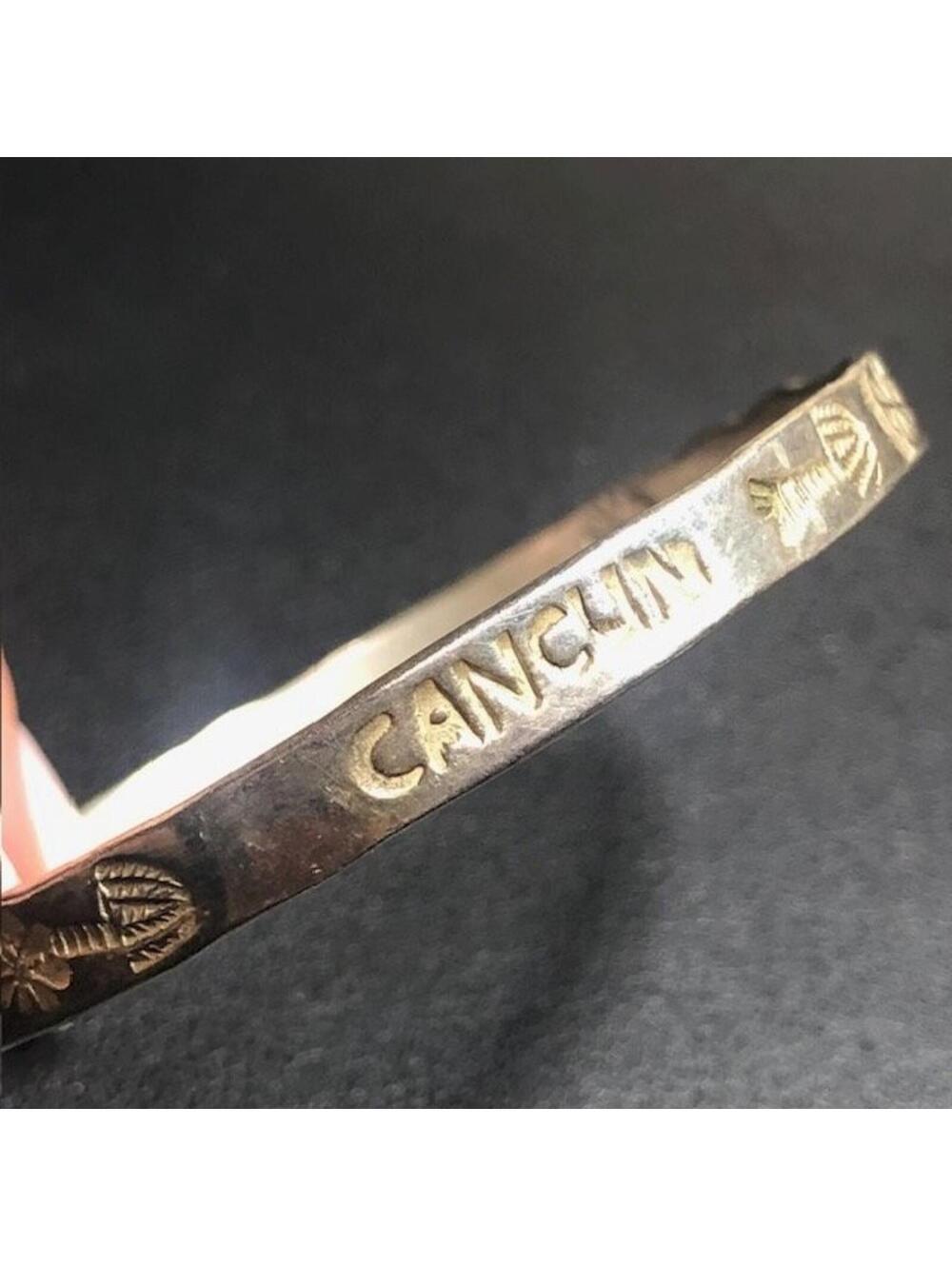 B2851 Mexico Taxco Sterling Silver Bangle Bracelet Palm Tree Cancun 8" 17.8g
